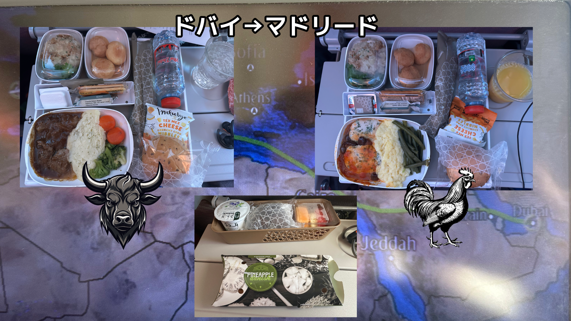ドバイマドリード機内食 スペイン遠征 Piece