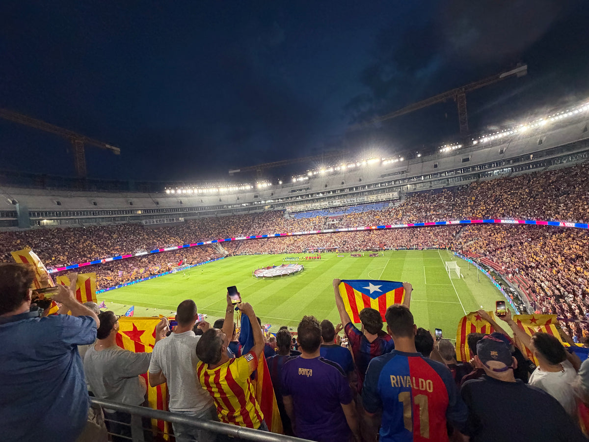 海外サッカーのスタジアムを観客席から望む風景
